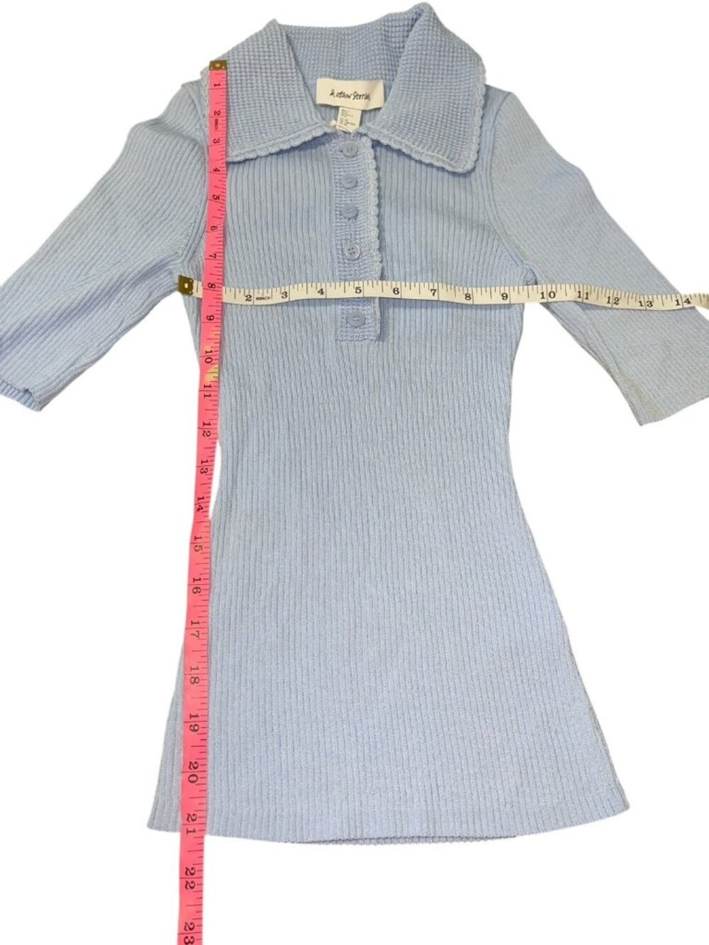 & OTHER STORIES Women's Size XS Light Blue Scalloped Rib-Knit Top Retail $99.00 - Picture 5 of 11